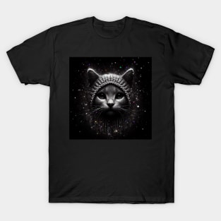 Monochromatic Knitting Cat Within Colors T-Shirt